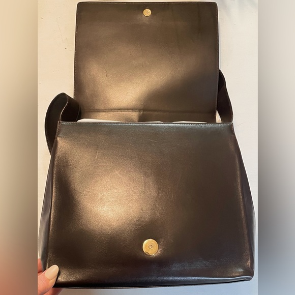 SALVATORE FERRAGAMO / VINTAGE! RARE! Espresso Brown Leather Shoulder Bag - Picture 8 of 16